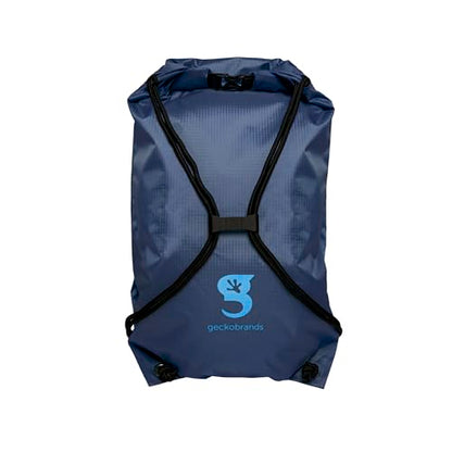 geckobrands Embark 10L Drawstring Backpack – Waterproof, Lightweight Dry Bag for Beach, Hiking, and Light Water Activities - color: Navy/Neon Blue