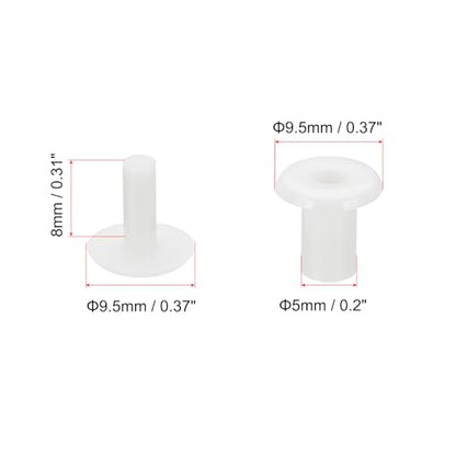 PATIKIL M5x8mm Plastic Binding Post, 50 Sets Plastic Chicago Screws Binding Screw Rivet Post Press-on Buckle for Leather Scrapbook Photo Albums, White - color: White, size: M5x8mm