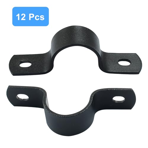 12Pcs Two Holes Pipe Strap 1" U Bracket Clamps | Heavy Duty, Rigid Strap Clip, For Pipe Fixing Supporting Decorating