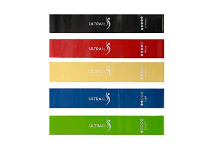 Astute ULTRAfit Resistance Loop Exercise Bands Set of 5 with Carry Bag, Multiple Resistance Levels