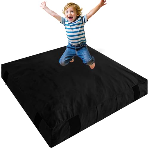 JOYWOO Crash Pad for Kids Sensory Room, 4 x 4 Ft / 5 x 5 Ft Anti-Slip Sensory Crash Mat, Shredded Foam Sensory Crash Pad for Kids Gift, Soft Washable Cover, Gift for Children and Family Fun - color: Black, size: 5x5 Feet