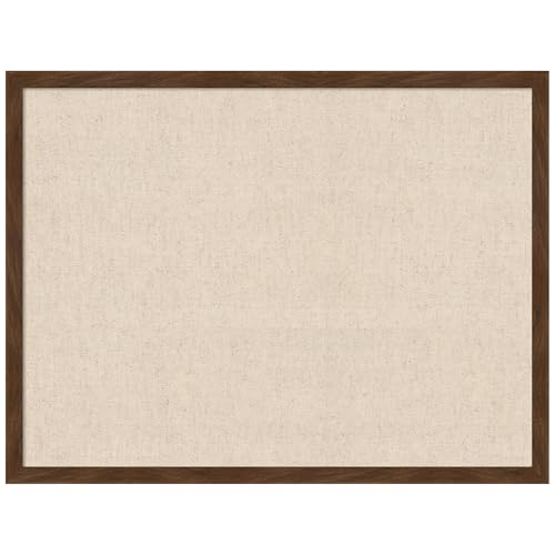 Amanti Art Framed Fabric Pinboard 25 x 19, Neutral Linen Pinboard Printed Rustic Farmhouse Bulletin Board for Use as a Vision Board or Wall Organization, Carlisle Brown Narrow Frame - color: Carlisle Brown Narrow, size: 25"L x 19"W