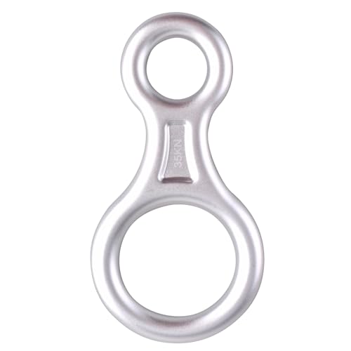 TRIWONDER Rescue Figure 8 Descender, 35kN 50kN Aluminum Rappelling Belay Gear Climbing Rigging Plate Downhill Equipment Heavy Duty - color: 35kN Silver