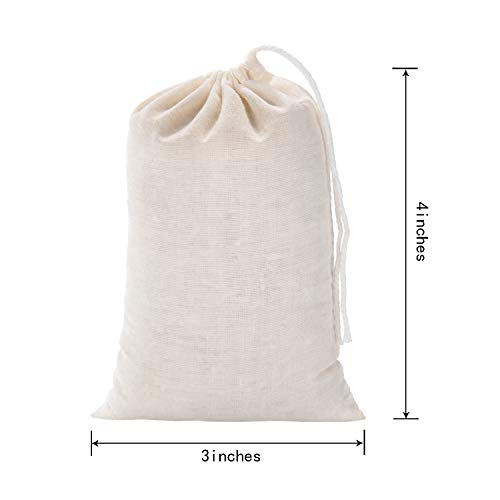 Tatuo 3 x 4 Inches Muslin Cotton Drawstring Bags Canvas Linen Sachet Bag Reusable Empty Gift Pouch for Party Home Supplies - size: 3 x 4 Inches (Pack of 50)