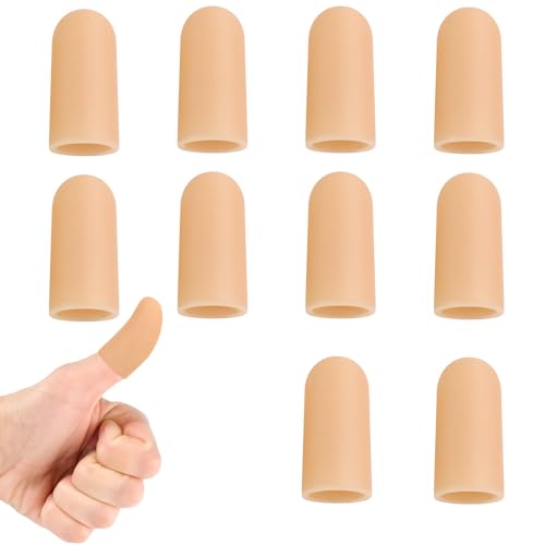 Gel Finger Cots, Silicone Finger Protectors | Finger Sleeves Tip Protectors, Fingertip Bandages, Trigger Finger Relief, Finger Arthritis Relief, Hand Eczema Pain Relief - color: Skin, 10 Medium