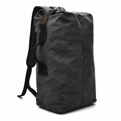 Military Tactical Backpack Large Capacity Travel Climbing Bag Duffel Bag Top Load Double Strap Canvas Backpack - color: Black