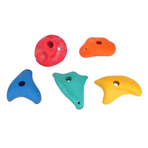 SUNGOOYUE Climbing Holds,Rock Wall Grips Climbing Wall Handholds 5 Multi Color Resin Fiber Grips for Kids with Secure Fixing Accessories for Indoor Outdoor Use