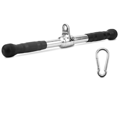 Yes4All Cable Machine Attachment, Double D Handle & Tricep Rope Cable Attachment, Weight Machine Accessories Load 880 LB for Home Gym - color: H. Metal rotating bar rubber chrome