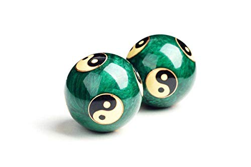 JapanBargain 3298, Chinese Baoding Balls Hand Exercise Therapy Balls Stress Reliefe Balls, Taichi Pattern, Green Color - color: Green