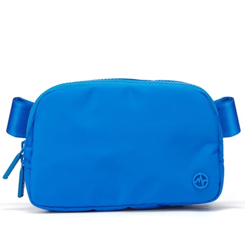 Pander Nylon Fanny Pack for Women, Two-Way Zipper Crossbody Bag | 1L nylon belt bag with a two-way zipper, three interior mesh pockets, and an adjustable strap for waist or crossbody wear - color: Capri Blue