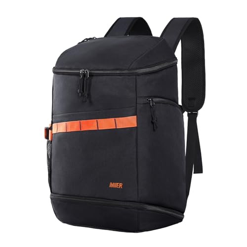 MIER Men's Gym Backpack Lightweight Sports Bag with Shoe Compartment | 35L Capacity Back Pack, Multi-Pockets, Separate Compartment, Wet Pocket, Water Resistant, For Training, Workout & Travel - color: Black