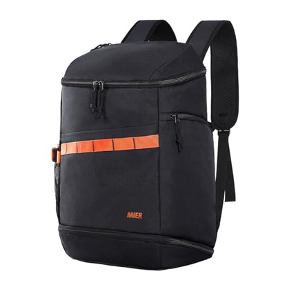 MIER Men's Gym Backpack Lightweight Sports Bag with Shoe Compartment | 35L Capacity Back Pack, Multi-Pockets, Separate Compartment, Wet Pocket, Water Resistant, For Training, Workout & Travel - color: Black