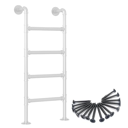 Floor-Standing Metal Ladder for Bunk Bed, Industrial Iron Pipe Attic Loft Ladder with Kit, Non Slip Emergency Egress Ladder Loads 330lbs, for Dorm,Library,Deck,RV(220cm/8 - size: 220cm/87in