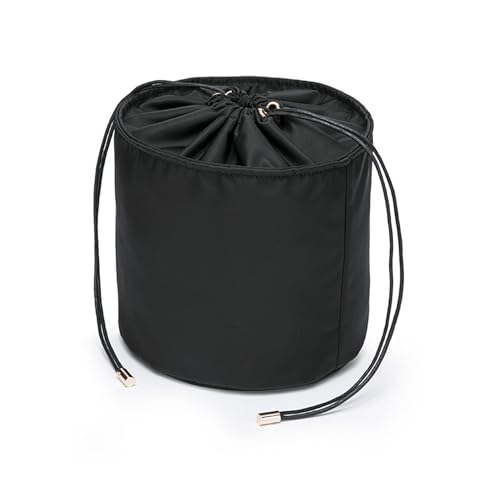 Tall Purse Organizer Insert Womens Canvas Round Handbag Organizer Storage,Handbag Purse Organizer Round Cosmetic Pouch Bag Bucket Makeup Bag - color: Black-Nylon, size: XS