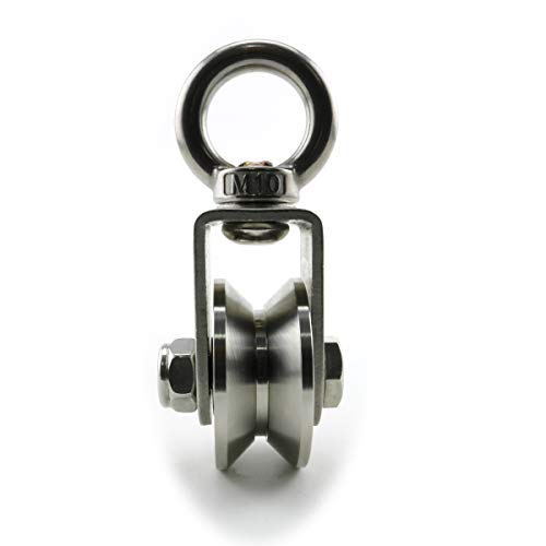 Heyous 1-Pack V Type Swivel Pulley 304 Stainless Steel Duplex Bearing Super-Silent Detachable 360 Degree Rotation Heavy Duty Traction Wheel - style: V Type Slot