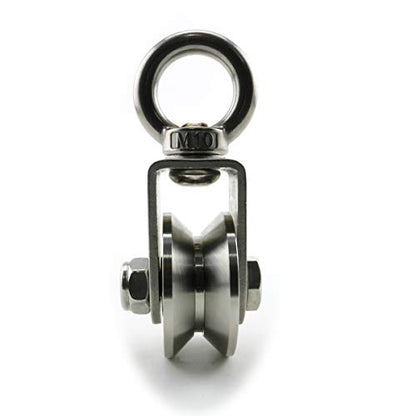 Heyous 1-Pack V Type Swivel Pulley 304 Stainless Steel Duplex Bearing Super-Silent Detachable 360 Degree Rotation Heavy Duty Traction Wheel - style: V Type Slot
