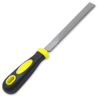 6-inch Flat Hand Metal File with High Carbon Hardened Steel, Ergonomic Grip, Plastic Non-Slip Handle, Suitable for Wood, Plastic, Metal, Model, 3D-Print, etc. - style: 6-Inch Flat Hand File with Ergonomic Handle