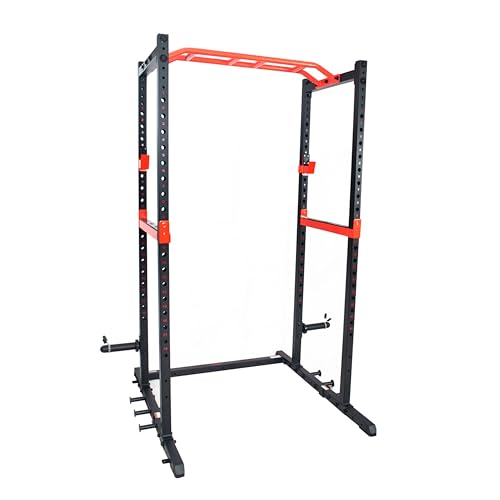 Sunny Health & Fitness Power Zone Strength Rack Power Cage - 1000 LB Weight Capacity, Spotter Bar, Angled Pull-Up Bar, J-Hooks, Resistance Band Pins, Optional LAT Pull Down - style: Power Cage