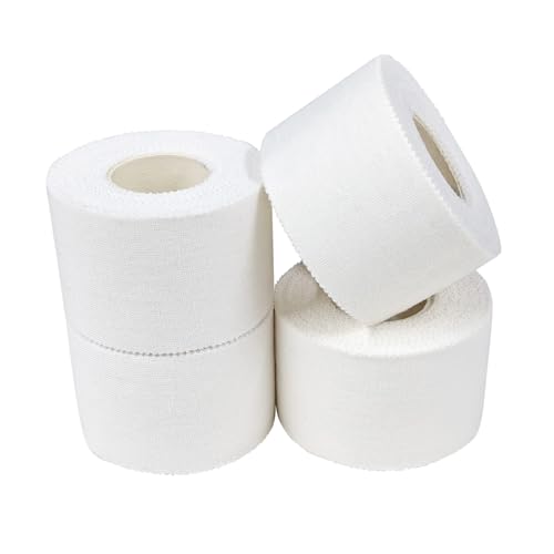 Athletic Tape Athletic & Medical Trainers & First Aid Tape for Injuries Wrist Ankle Finger Tape Easy to Tear & No Sticky Residue 1.5in x 10Yards(White) (1.5in*10yd*4rolls)
