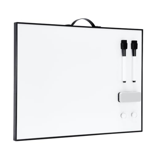 TSJ OFFICE Small White Board - 12 X 16 Inches Portable Aluminum Frame Magnetic Dry Erase Board with Holder, to Do List Notepad for Office, Home, School - color: Black-horizontal