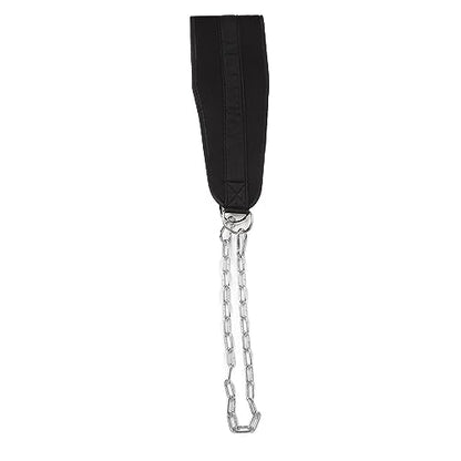 Weighted Dip Belt with Chain, Weighting Belt, Nylon Strap with Thick Metal Chain for Strength ing, Back Support Strap for Pull Ups and Double Bar Exercises