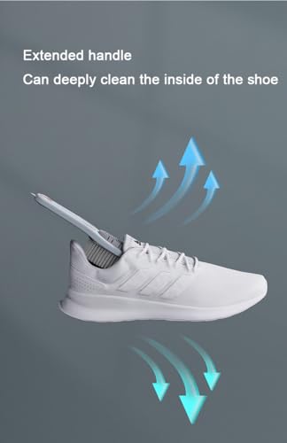 Double-Sided Shoe Brush, Long Handle for Sneakers & Suede | Soft-firm, non-shedding bristles. Ergonomic grip, tail removes sole stones， For sneakers, canvas, suede, nubuck - color: Orange