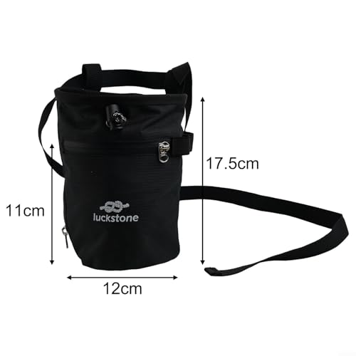 Climbing Chalk Bag, 420D Oxford Anti-Leak Designed With Fleece Lining, Adjustable Belt For Rock Climbing Bouldering Weightlifting Gymnastics(Black) - size: Black