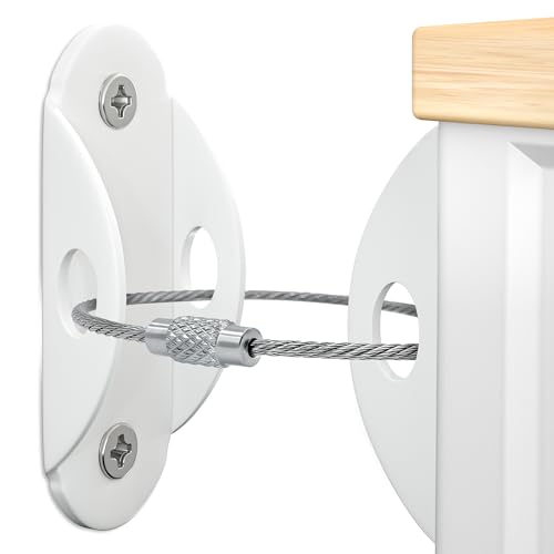 Booda Brand Furniture Anchors (10 Pack) for Baby Proofing, Furniture Straps Anti Tip Furniture Anchor Securing 400 lbs/Keep Baby Pet Safety from Falling Furniture, Metal White Earthquake Straps - color: 10 Pack