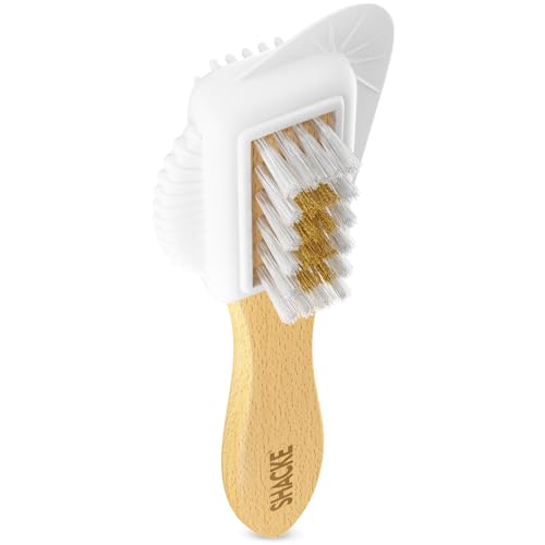 Suede Brush with Wood Handle – Nubuck Cleaner & Suede Shoe Brush | Suede Shoe Brush & Suede Cleaner — Rubber Bristles, Welts, Nylon/Brass Lift Dirt from Shoes, Boots, Bags & Purses - size: 2 - Suede Brush w/ Wood Handle