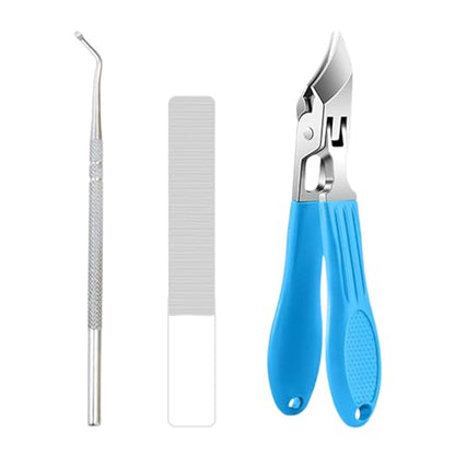 Side Nail Clippers | Heavy Duty Anti-Splash Nail Trimmer - Thick Fingernail Cutter - for Kids Adults Seniors Men Women Home Office School Travel Fingernails - color: Blue