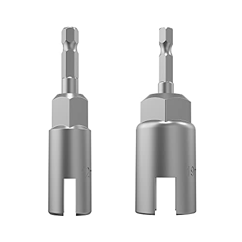 (2 Pack 2 Size 12mm,19mm) 1/4"hex shank nut driver power wing nut drill bit socket tool drive kit, slotted wing nut drill sleeve wrench wrench kit, panel nut screw eye C-shaped hook bolt - size: 2 Pack 2 Size 12mm,19mm