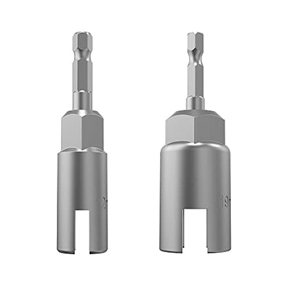 (2 Pack 2 Size 12mm,19mm) 1/4"hex shank nut driver power wing nut drill bit socket tool drive kit, slotted wing nut drill sleeve wrench wrench kit, panel nut screw eye C-shaped hook bolt - size: 2 Pack 2 Size 12mm,19mm