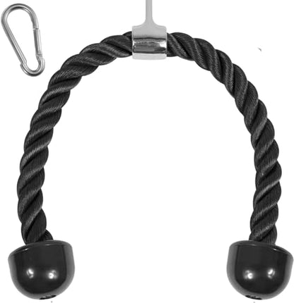 Yes4All Cable Machine Attachment, Row Handles, Tricep Rope, Straight Bar, V Bar, LAT Pulldown Accessories Load 880 LB for Home Gym - color: K. Black Tricep Rope 27"
