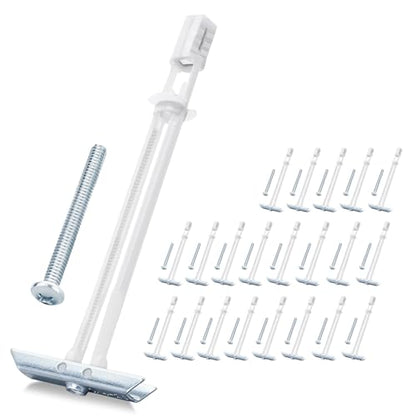 Heavy Duty Drywall Anchor Bolts with 3/16”-24 Bolts for TV Mounting Kits Stainless Steel Hollow Wall Anchors Holds Up to 240 lbs on 1/2-In Drywall 22 Pack Drywall Anchors for Heavy Duty Wall Anchoring - size: 3/16"-24：Pack of 22