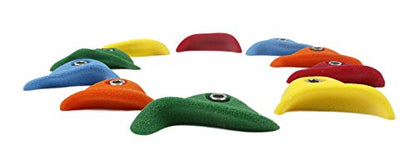 Atomik Rock Climbing Holds Set of 10 Bolt-On Steep Wall Thin Crimps in Assorted Bright Tones