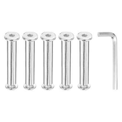 PATIKIL M8x8mm Hex Chicago Screws 10x60mm, 5Pcs 304 Stainless Steel Metric Hex Drive Socket Cap Binding Post Screw Posts for Scrapbook Leather Belt Album Furniture Repair, Silver - size: M8x8mm, 10x60mm