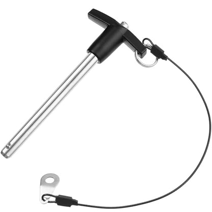 T Handle Quick Release Pin 3/8 Inch Diameter ,Stainless Steel Ball Locking Pin with Push Button Lanyard Cable Usable Length 3.54"(9.5*90mm) - size: 9.5mm-90mm