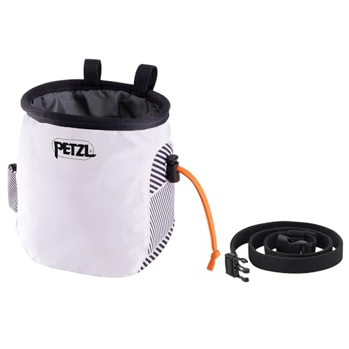 Petzl SAKA Climbing Chalk Bag | Ergonomic Chalk Pouch for Gym, Sport, & Trad Climbing - color: White Dazzle, size: One Size
