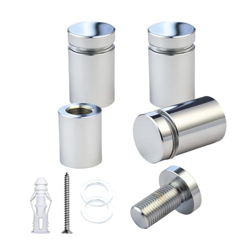 Pack of 4, Aluminum Standoff Screws, Wall Sign Standoff Mounting Hardware Advertising Glass Standoff for Acrylic Picture Frame (Polished Chrome Electroplated, 5/8" x 3/4") - color: Polished Chrome Electroplated, size: 5/8" x 3/4"