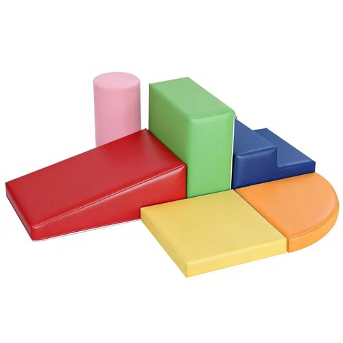 JungleDove 6-Piece Set Baby Foam Climbing Blocks for Toddlers - Baby Climbing Toys for Toddlers Indoor - Kids Soft Play Climbing - Foam Play Gym Playtime Corner Climber - style: Rainbow