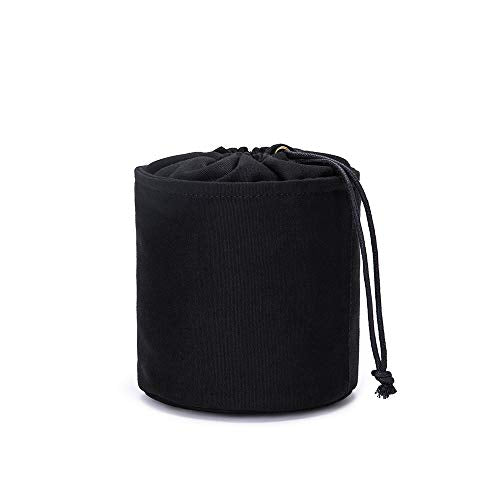 Tall Purse Organizer Insert Womens Canvas Round Handbag Organizer Storage,Handbag Purse Organizer Round Cosmetic Pouch Bag Bucket Makeup Bag - color: Black, size: M