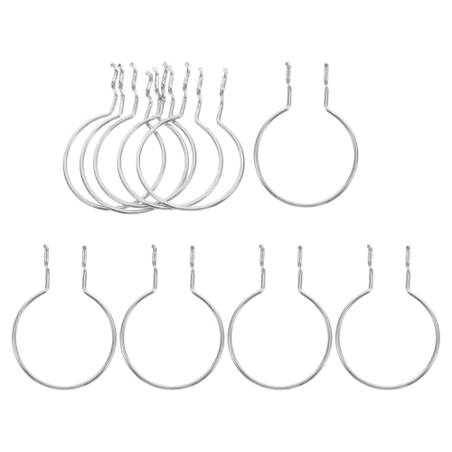 SHOWERORO 10pcs Silver Metal Pegboard Hooks with Stainless Steel Ring, Iron Hanging Board Hardware for Garage Craft Room Storage and Tool Organizer Accessories