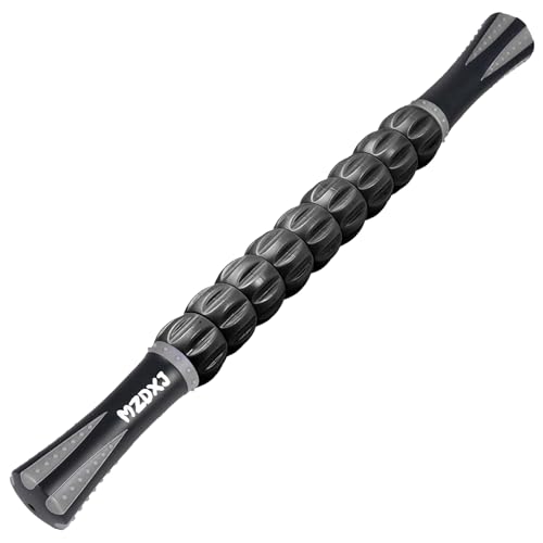 Muscle Roller Massage Roller Stick- Deep Tissue Fascia Blaster for Myofascial Pain Relief, Lymphatic Drainage & Body Sculpting, Handheld Physical Therapy & Recovery Tool (Gray black-18 inch) - color: Grey Black