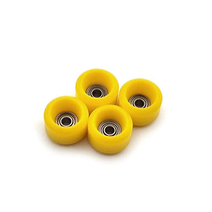 SPITBOARDS® Fingerboard Pro Wheels with Real Ball Bearings, Professional CNC Polyurethane Quality, Street Wheels Shape (Yellow) - color: Yellow