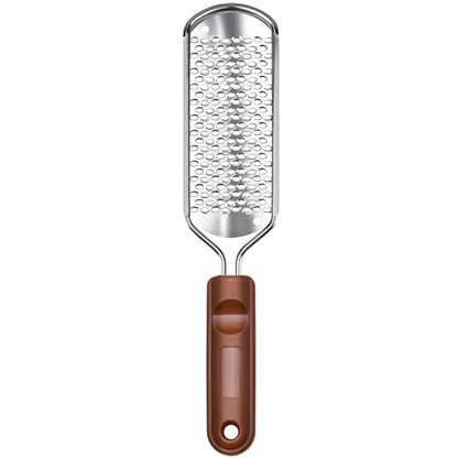 Foot Files Foot Scrubber Pedicure, Stainless Steel Callus Remover for Feet, Professional Foot Grater Rasp Scraper to Hard Skin Corns for Dry and Wet Fee - style: 1X Foot Files(Brown)