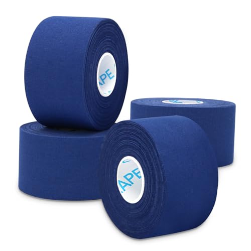 OK TAPE 4 Rolls Athletic Tape, Sports Tape for Injuries, Rigid, Easy Tear Medical Tape, Wrist Tape, No Sticky Residue | Secure Ankle, Finger, Knee- 1.5inch x 11yards (Blue) - color: Blue-4 Rolls, size: 11 yards