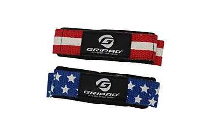 Gripad Heavy Duty Lifting Straps in Carry Pouch - Wrist Strap Set for Weight Lifting, Cross Training & Power Lifting - Strong Neoprene Gym Workout Deadlift Enhanced Grip and Stability - color: US flag