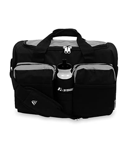 Everest Gym Bag with Wet Pocket, Dark Gray/Black - color: Dark Gray/Black