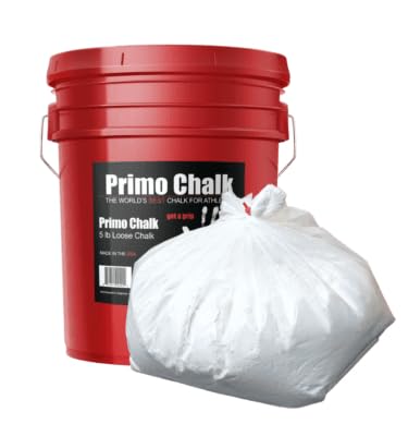 Primo Chalk Resealable Bucket: Loose Chalk for Weightlifting, Rock Climbing, & Gymnastics, Made in The USA, Chalk Ball Refill for Superior Grip - size: 5 lbs. Refill Bag
