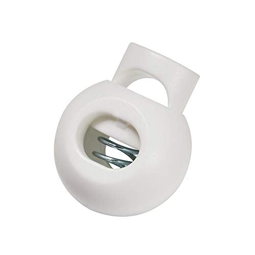 DYZD Single Hole Cord Lock Plastic Spring Toggle Stopper Cord Rope End for Drawstrings, Paracord (10 PCS, White) - color: White